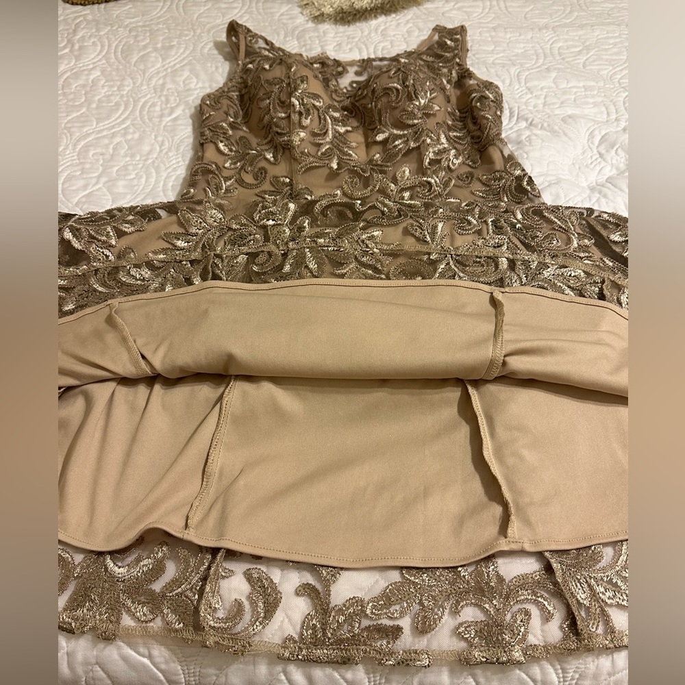 Mother of the Bride gown champagne sequins 8P Alex Evenings Formal dress gown - Picture 9 of 11